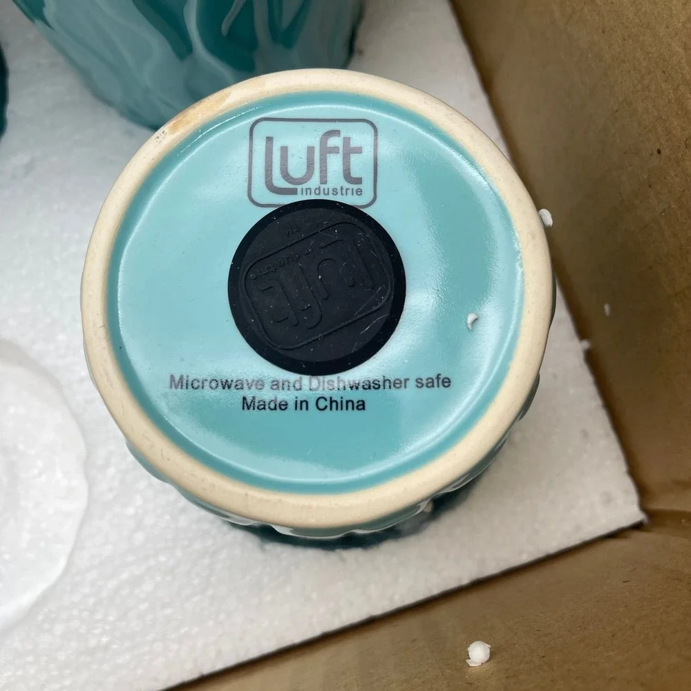 Luft Industrie Aqua Blue Wavelength Ceramic Ramekins Set of 4